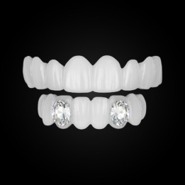 Grillz trasparente con due cristalli - sopra e sotto