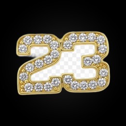 Grillz single tooth gold 23 - number set with crystals