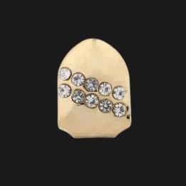 Grillz single tooth gold - cap set with crystals
