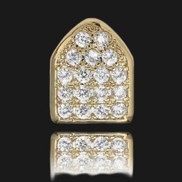 Grillz Einzelzahn Gold mit Kristallen - Cap