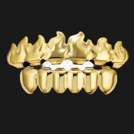 Grillz full gold flames - top and bottom