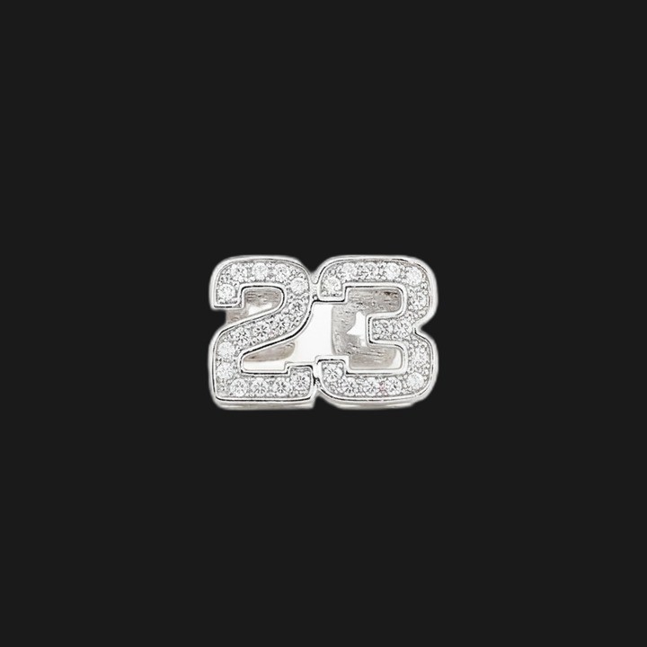 Grillz numero 23 argento con cristalli