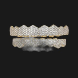 Grillz completo oro - pavé di micro cristalli, sopra e sotto