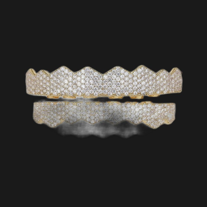 Grillz full gold - micro crystal pavé, top and bottom