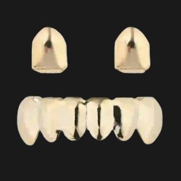 Grillz vampire gold - two separate fangs and bottom grill