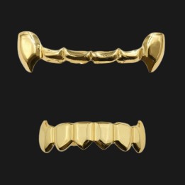 Grillz vampiro oro - griglie a barra con zanne, sopra e sotto