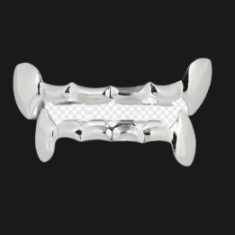 Grillz vampire silver - bar grills with fangs, top and bottom
