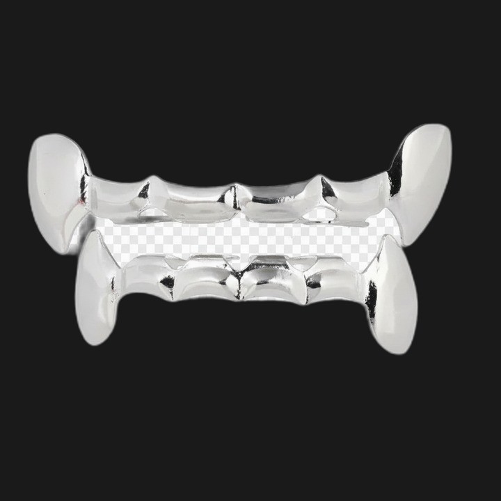Grillz vampire silver - bar grills with fangs, top and bottom