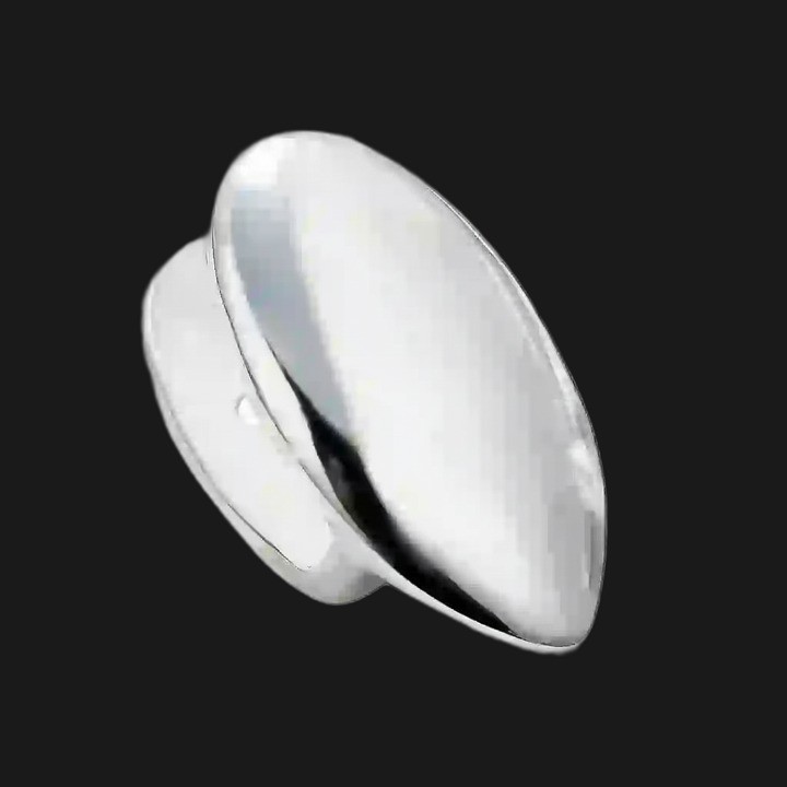 Grillz single tooth silver - domed oval cap