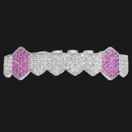 Grillz bottom silver - crystals with pink accents