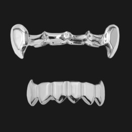 Grillz vampiro argento - zanne sopra e sotto