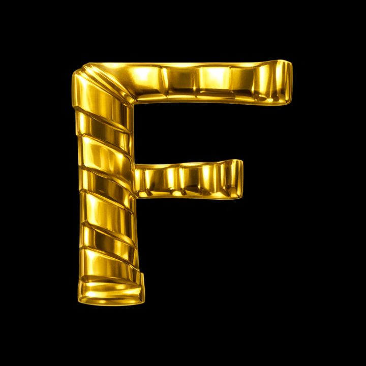 Letter F Gold Dental Jewelry 18-24K Yellow Gold - Golden Shine