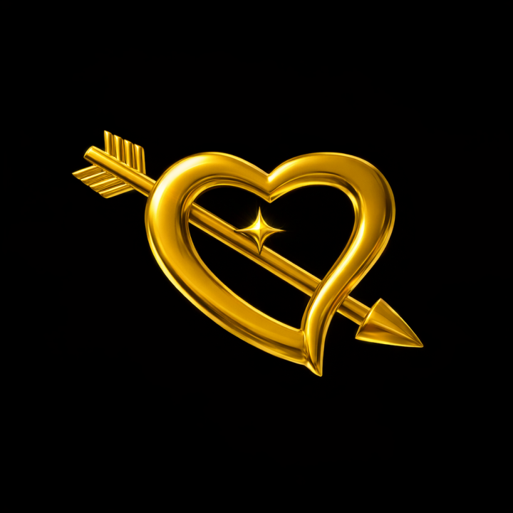 Flèche de Cupidon en Or Jaune 18-24 carats - Bijou Cœur Élégant