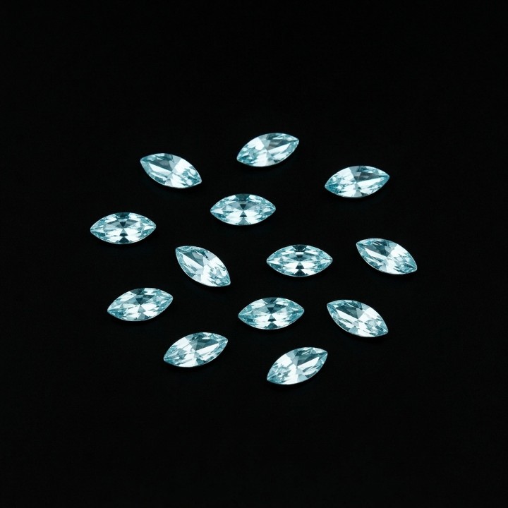 Strass dentaire Zircania Micro Navette Aquamarine - Pack 10 pcs 1.5x3 mm