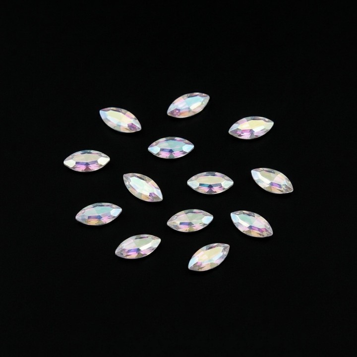 Strass dentaire Zircania Micro Navette Crystal AB - Pack 10 pcs 1.5x3 mm