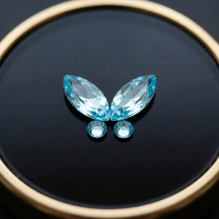 Papillion Aquamatine (Aile + strass)