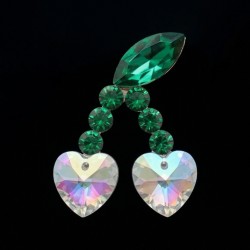 Strass dentaire Cerise Crystal AB & Emerald (cœurs irisés)