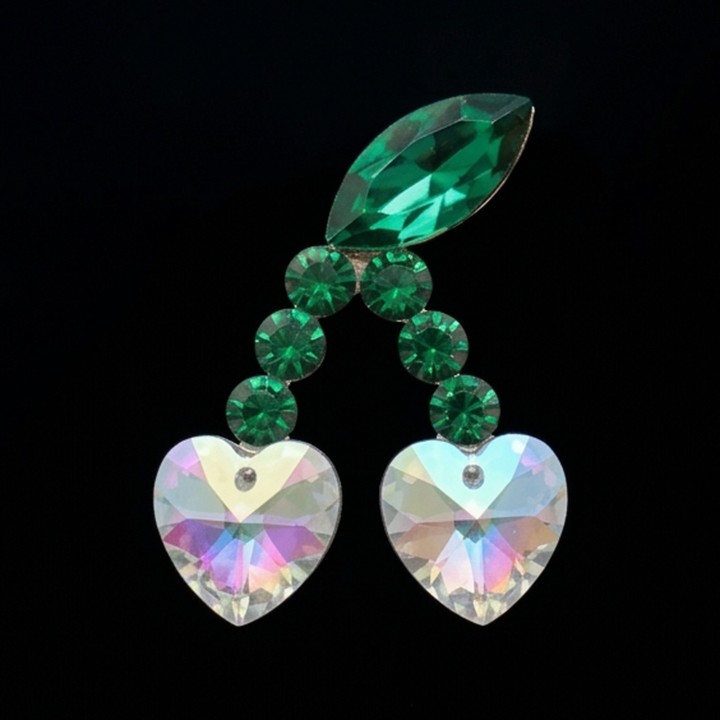 Cerise Crystal AB & Emerald - motif cerise strass | Strass Dentaires