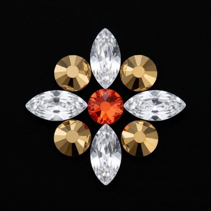 Fleur d'or - motif strass dentaire 9 pierres | Strass Dentaires