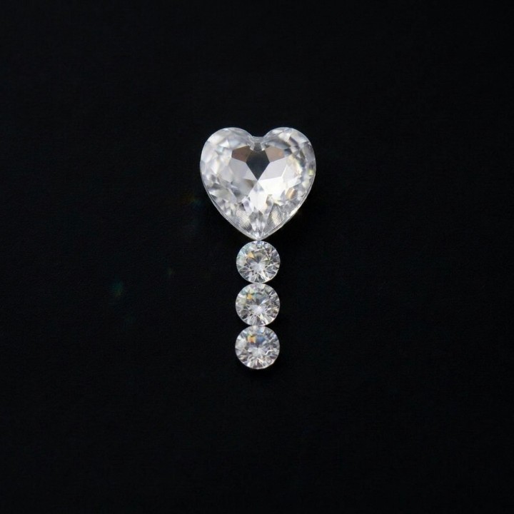 Fallendes Herz - Zahnschmuck-Motiv mit 4 Steinen | Strass Dentaires