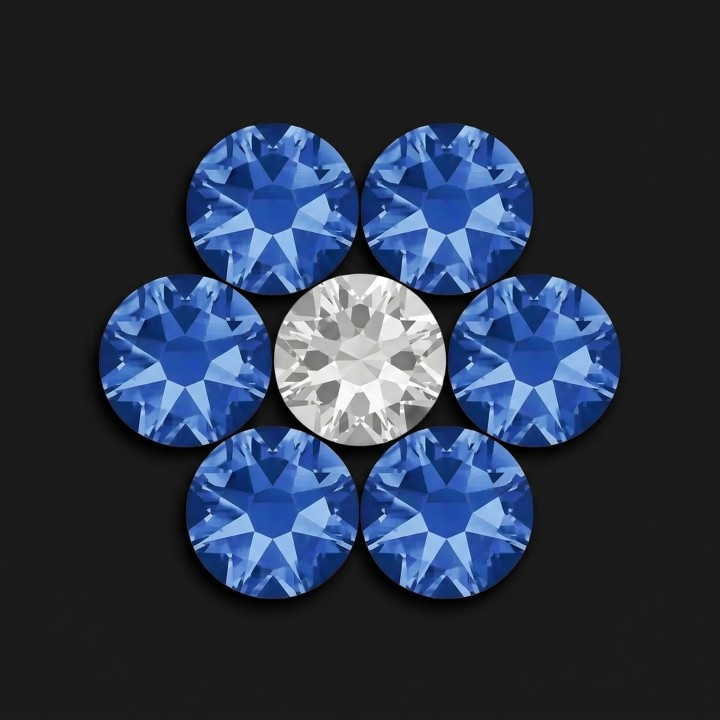 Fleur Sapphire - motif strass dentaire 7 pierres | Strass Dentaires