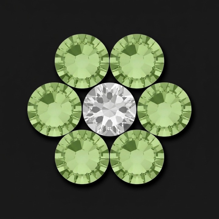 Blüte Peridot - Zahnschmuck-Motiv mit 7 Steinen | Strass Dentaires