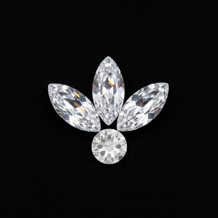 Fan - 4-stone tooth gem design | Strass Dentaires