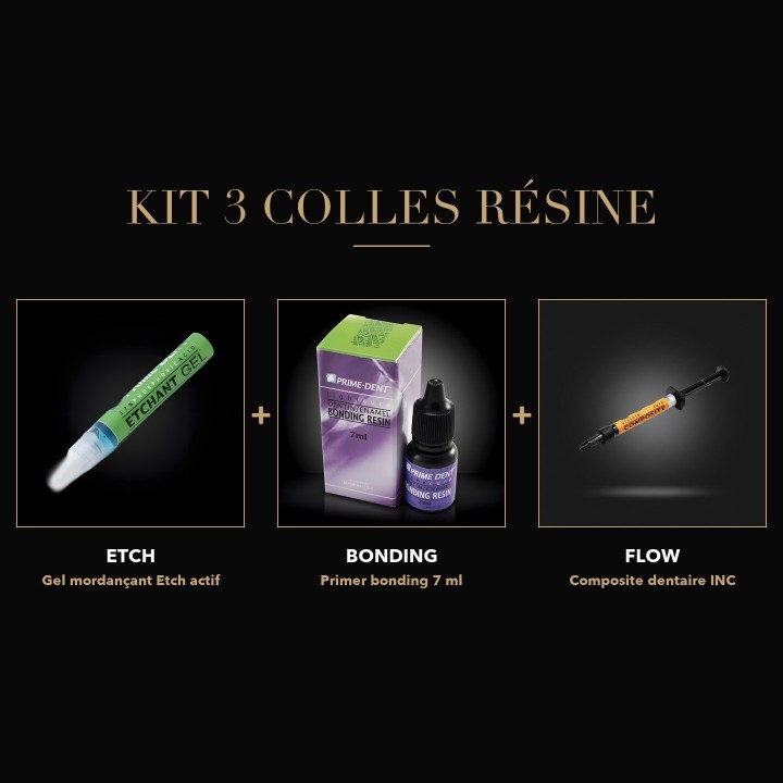 Kit 3 adhesivos de resina - para strass dental