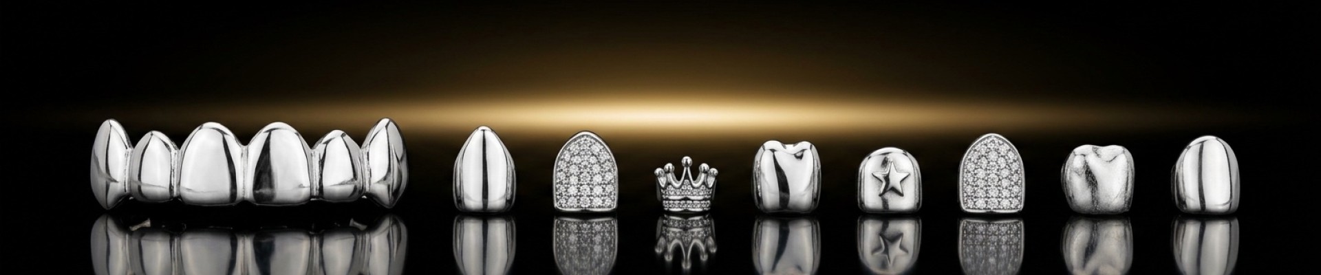 Grillz en argent - haut et bas | Strass Dentaires